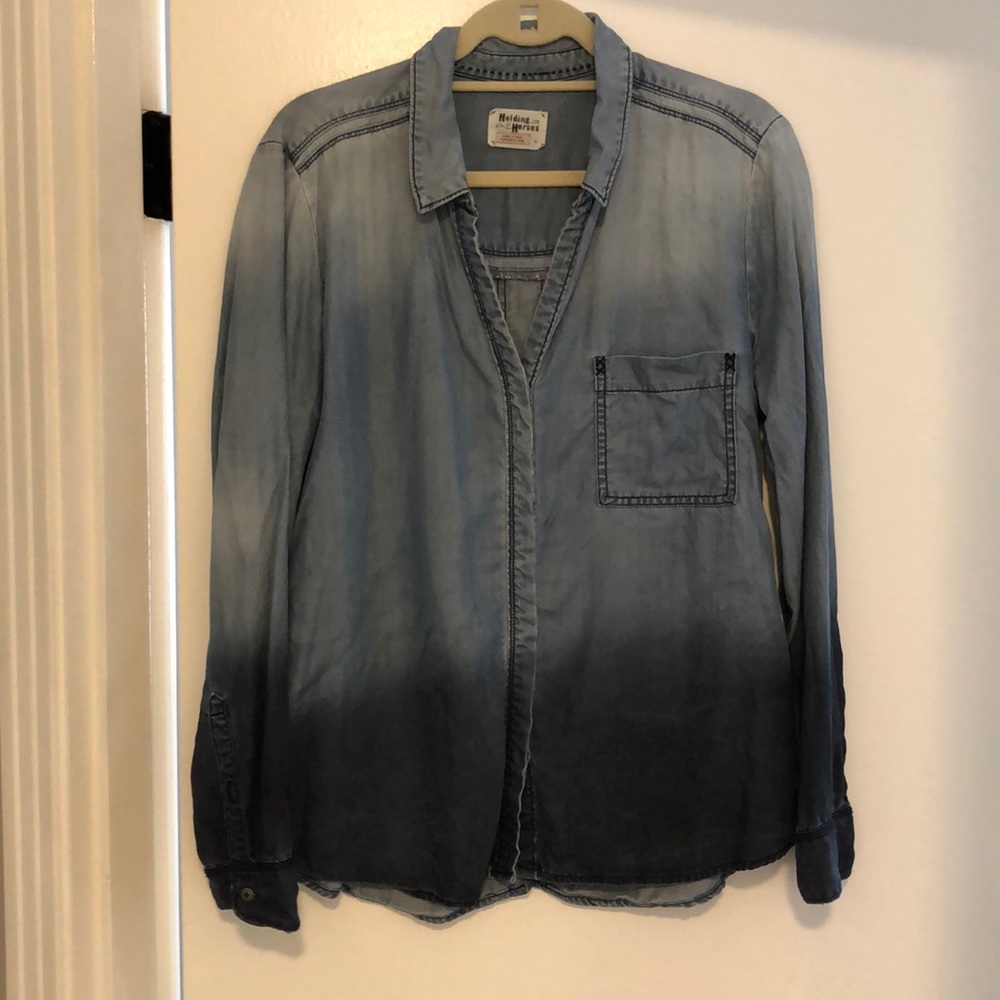 Holding Horses Ombré Chambray Blouse
